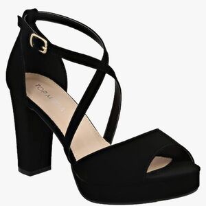 Top Moda Peep Toe Chunky Platform Closed Heel Size 7.5